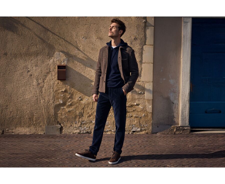 Pantalon chino homme navy en velours milleraies - NOLAS
