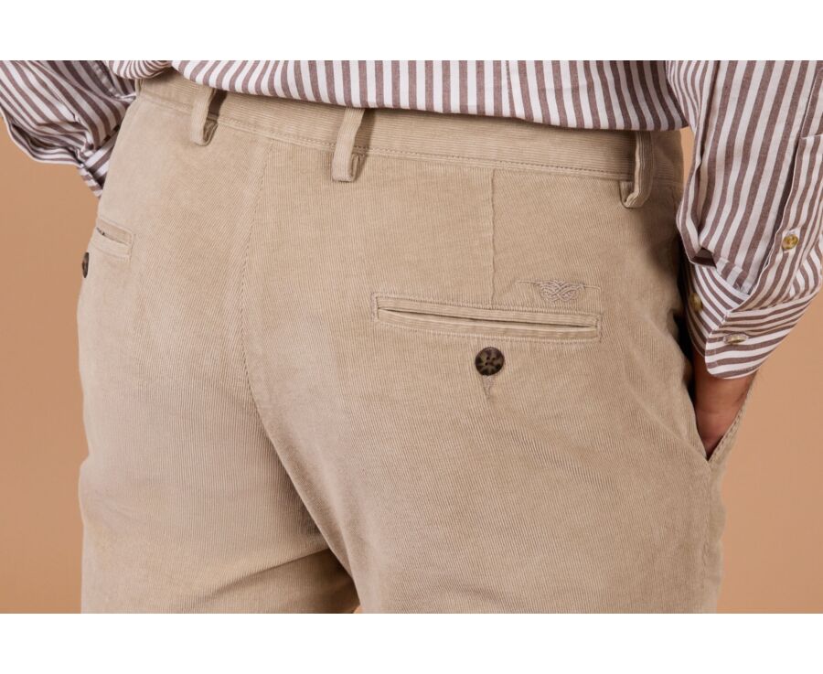 Pantalon chino homme beige clair en velours milleraies - NOLAS