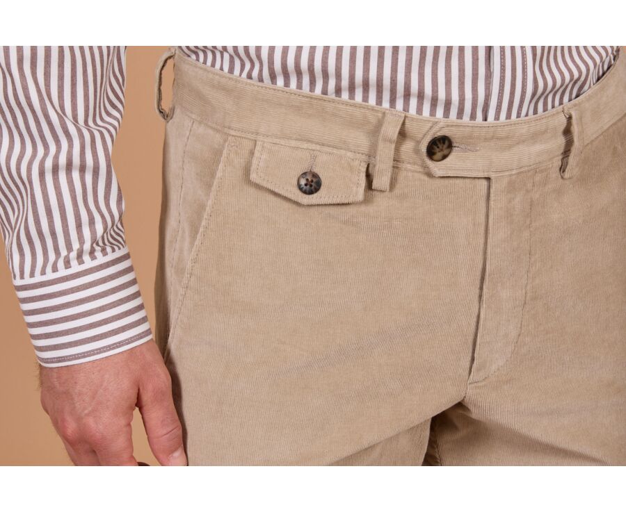 Pantalon chino homme beige clair en velours milleraies - NOLAS