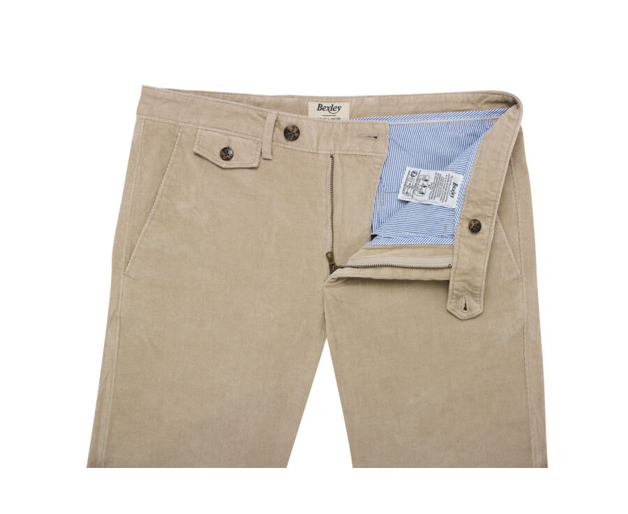 Pantalon chino homme beige clair en velours milleraies - NOLAS