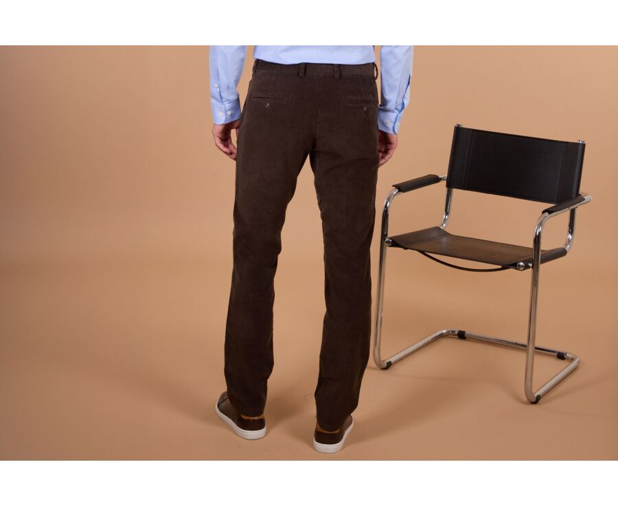 Pantalon chino homme chocolat foncé en velours milleraies - NOLAS