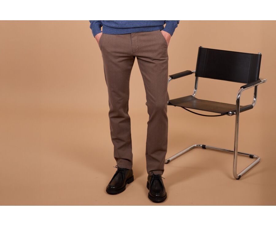 Pantalon chino homme à chevrons marron - KENYON