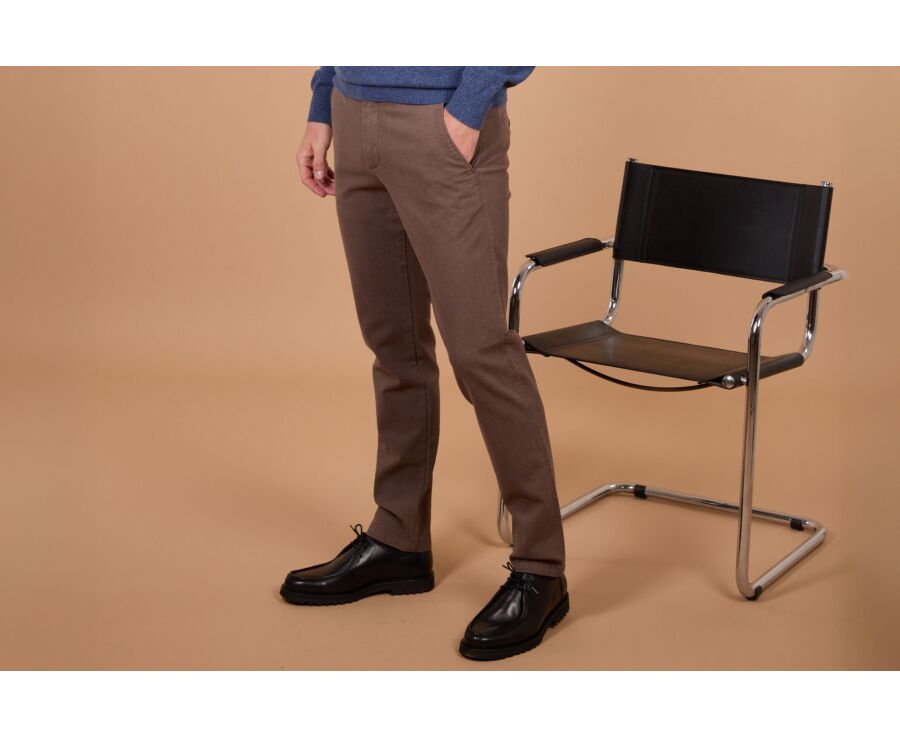 Pantalon chino homme à chevrons marron - KENYON