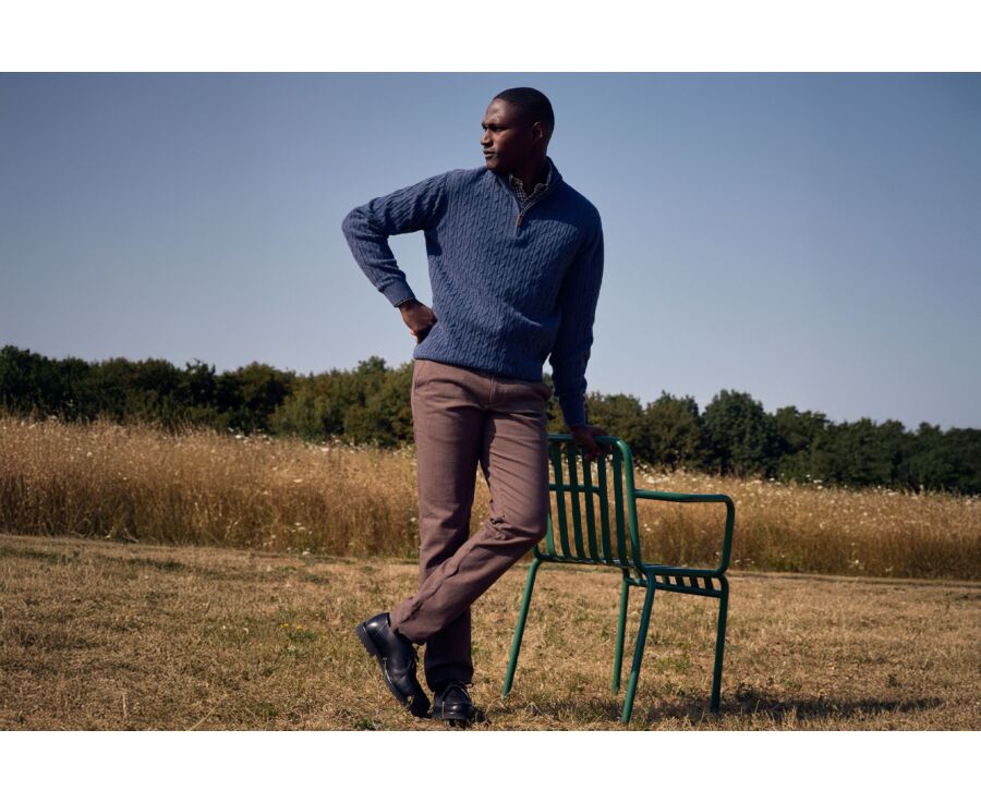 Pantalon chino homme à chevrons marron - KENYON