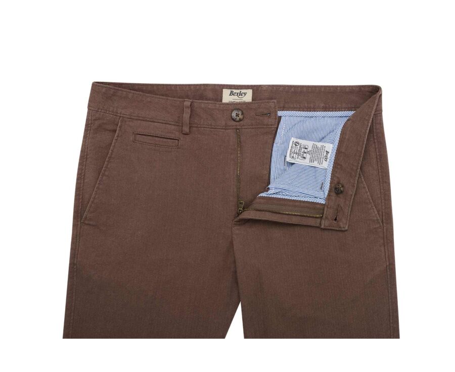 Pantalon chino homme à chevrons marron - KENYON