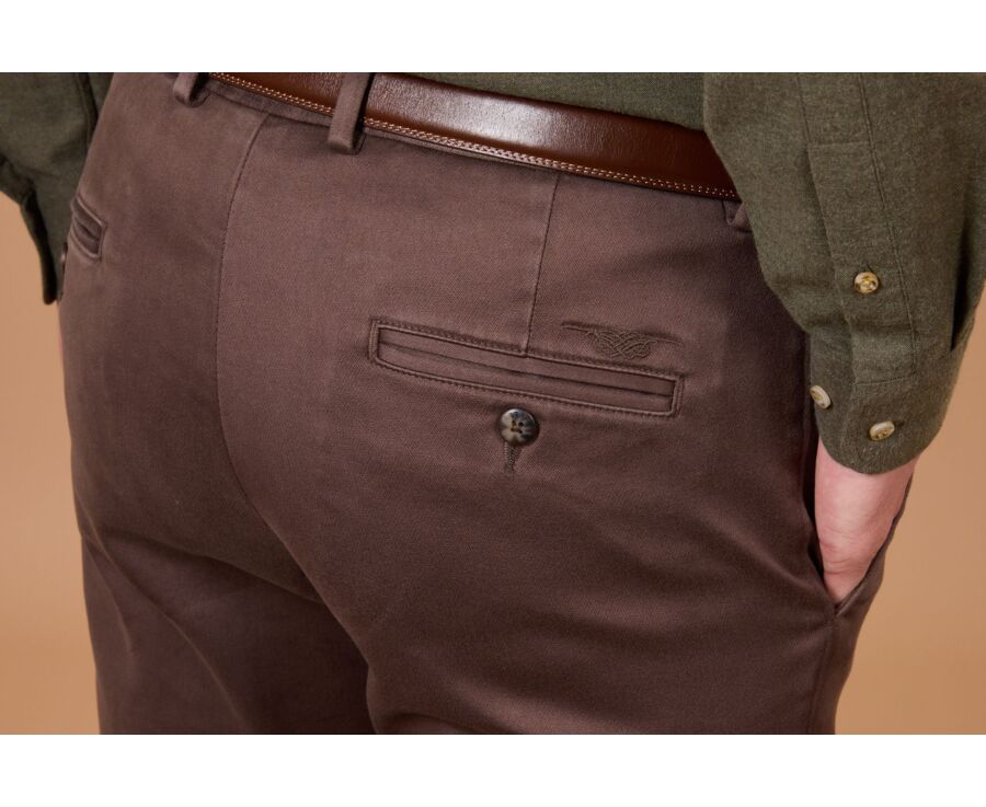 Pantalon chino homme chocolat foncé en dobby - NILAN