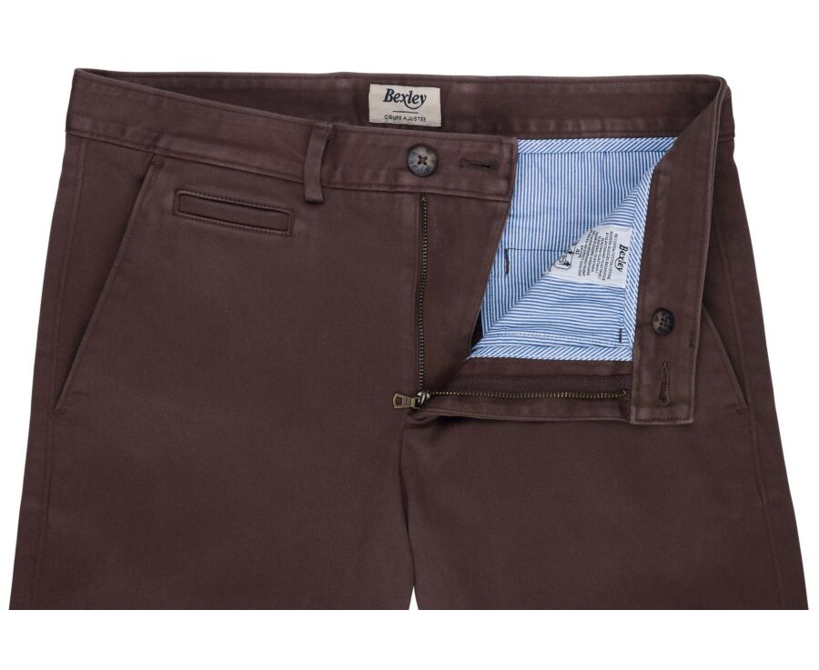 Pantalon chino homme chocolat foncé en dobby - NILAN