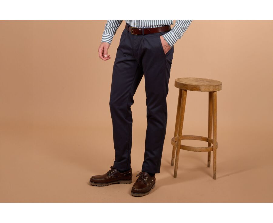 Pantalon chino homme marine à pince en twill - KAYNAN