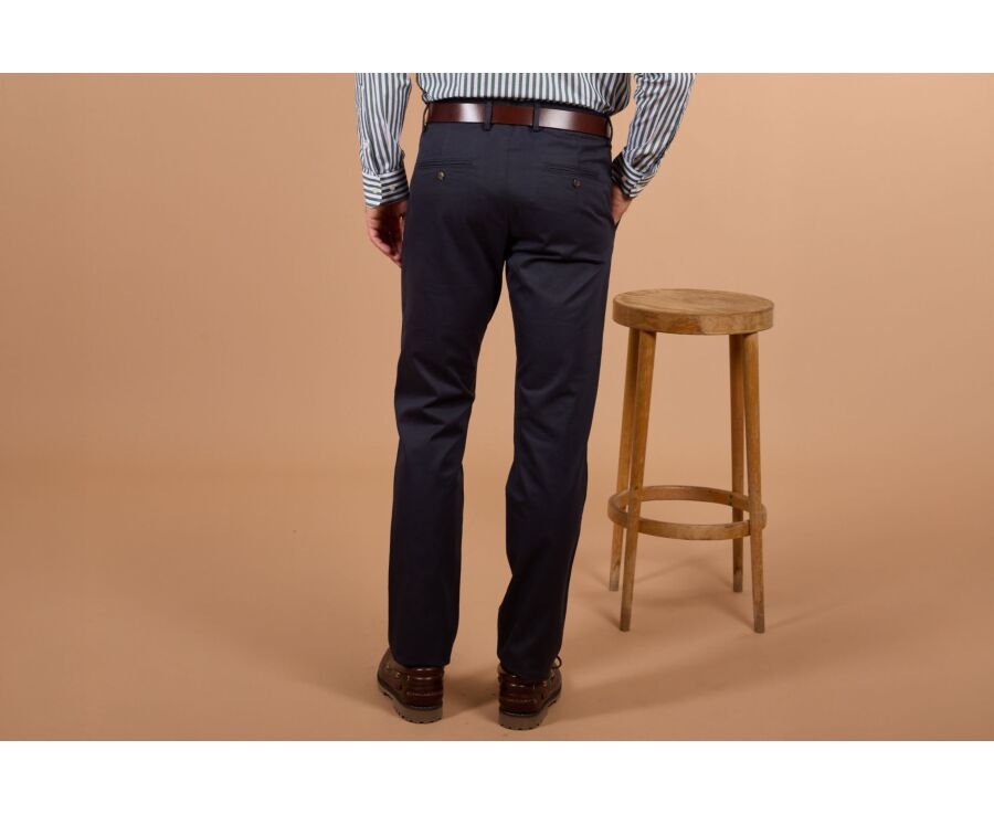 Pantalon chino homme marine à pince en twill - KAYNAN