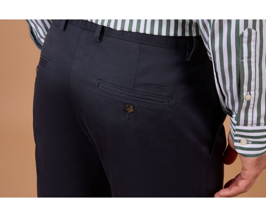 Pantalon chino homme marine à pince en twill - KAYNAN