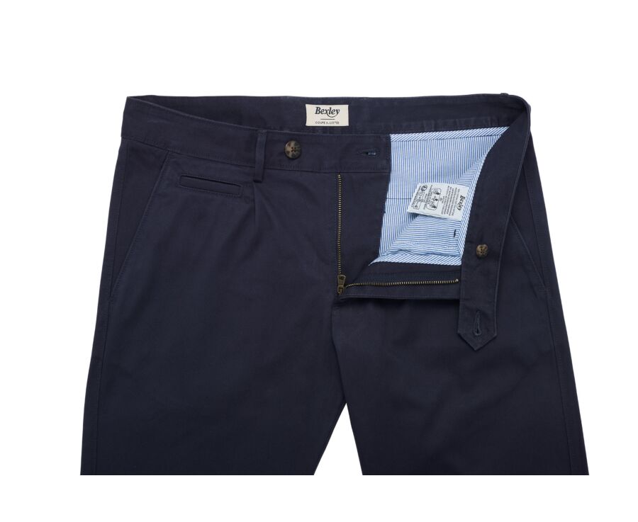 Pantalon chino homme marine à pince en twill - KAYNAN