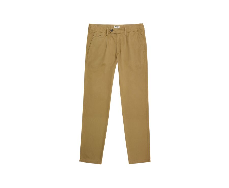 Pantalon chino homme camel foncé à pince en twill - KAYNAN