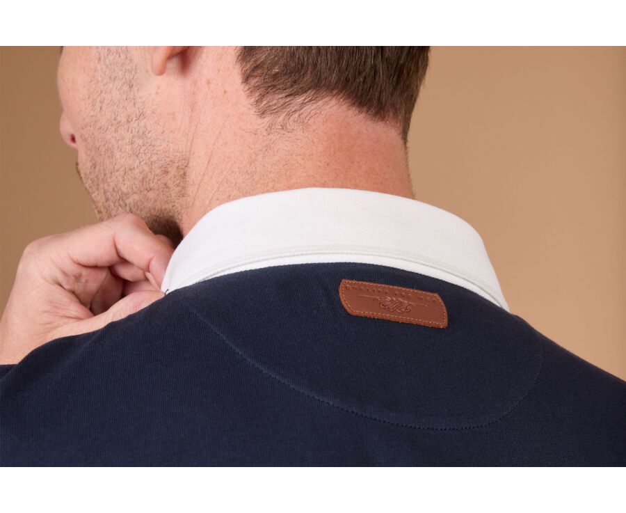 Polo rugby homme manches longues en jersey lavé navy - SKYLER