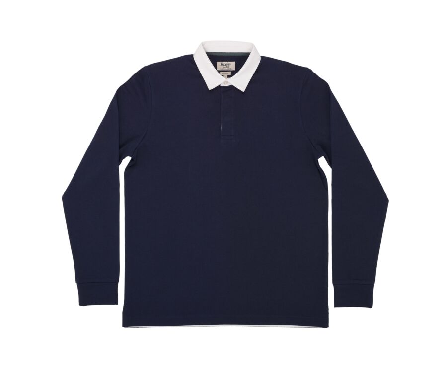 Polo rugby homme manches longues en jersey lavé navy - SKYLER