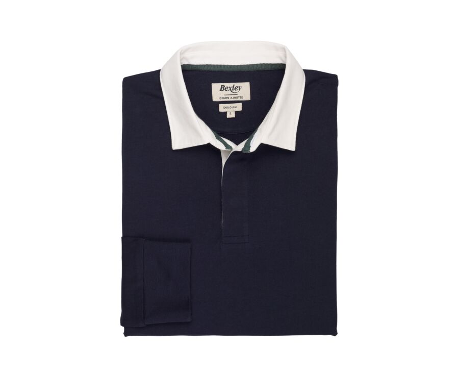 Polo rugby homme manches longues en jersey lavé navy - SKYLER