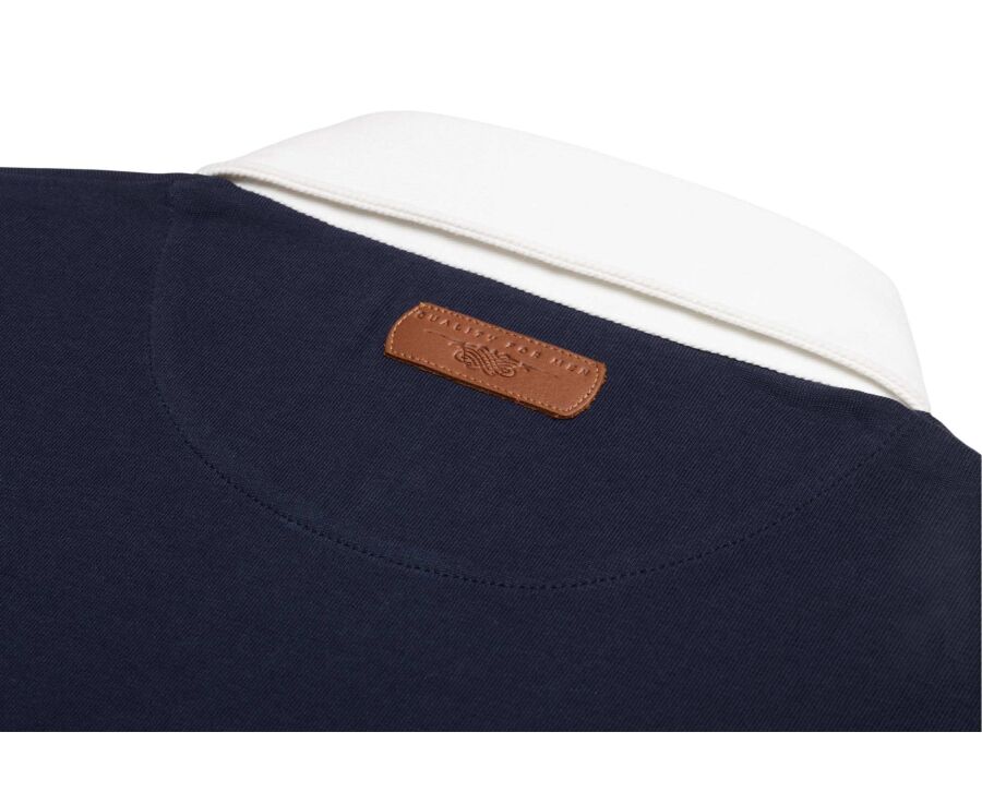 Polo rugby homme manches longues en jersey lavé navy - SKYLER