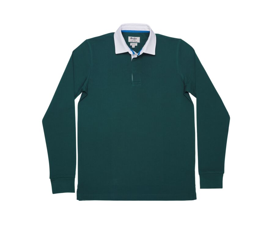Polo rugby homme manches longues vert foncé en jersey - SKYLER