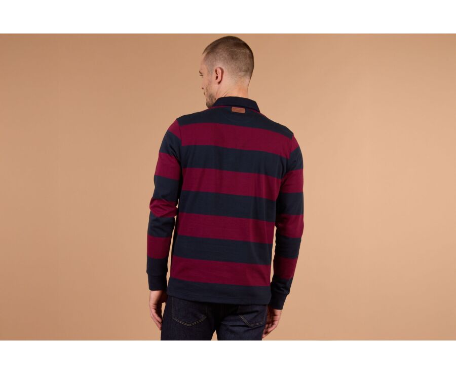 Polo rugby homme manches longues bordeaux et navy - SKYLER