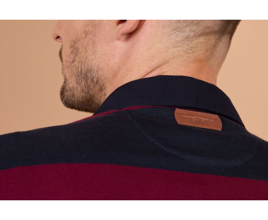 Polo rugby homme manches longues bordeaux et navy - SKYLER