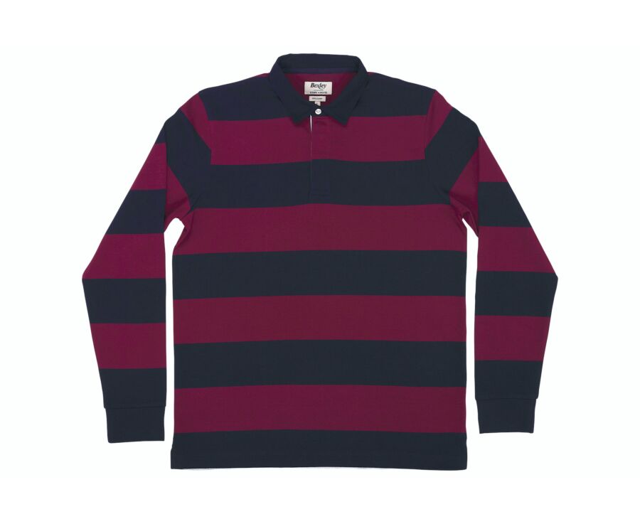 Polo rugby homme manches longues bordeaux et navy - SKYLER