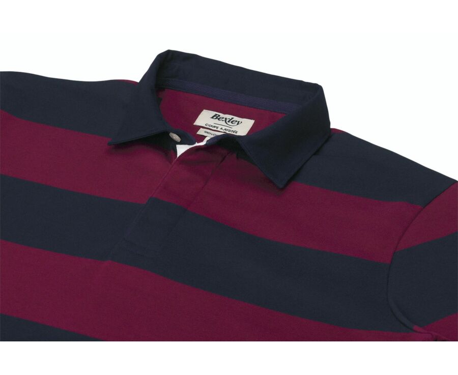 Polo rugby homme manches longues bordeaux et navy - SKYLER