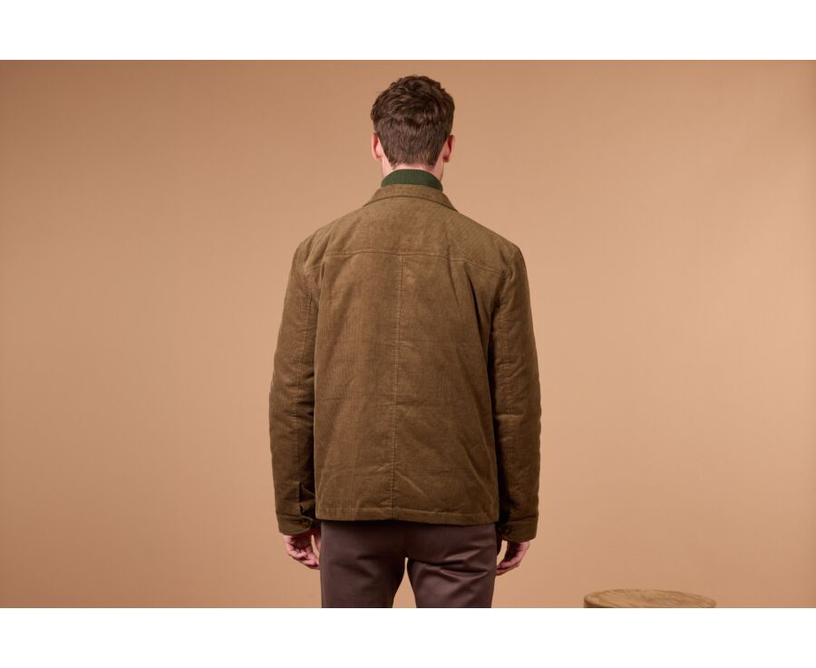 Veste surchemise homme en velours kaki matelassée - CARSTEN