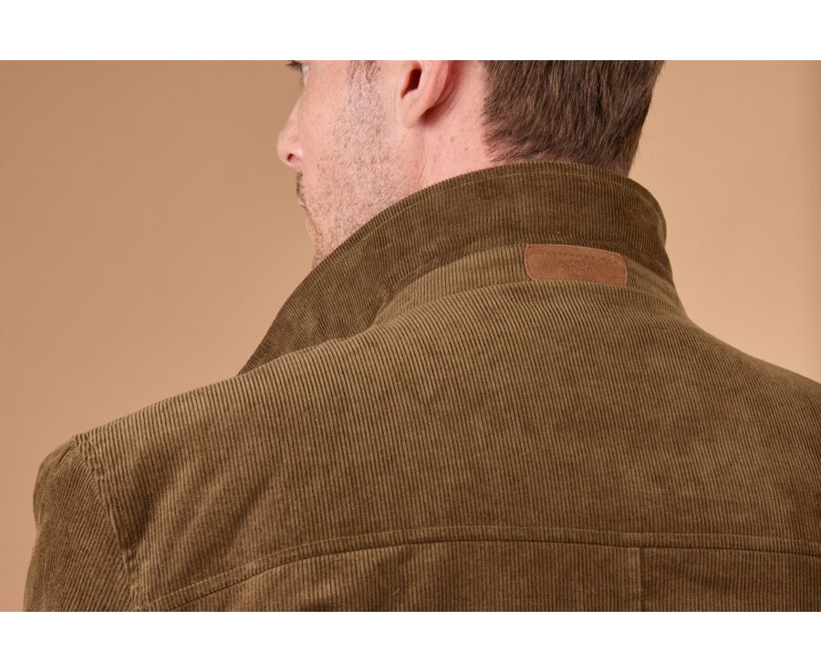 Veste surchemise homme en velours kaki matelassée - CARSTEN