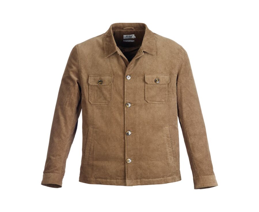 Veste surchemise homme en velours kaki matelassée - CARSTEN