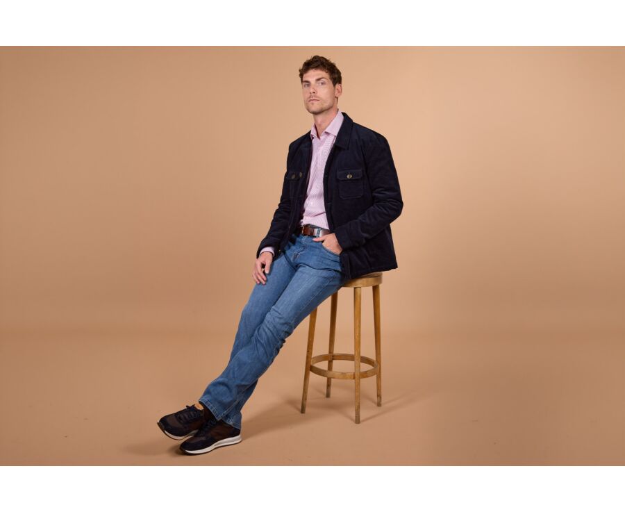 Veste surchemise homme en velours navy matelassée - CARSTEN