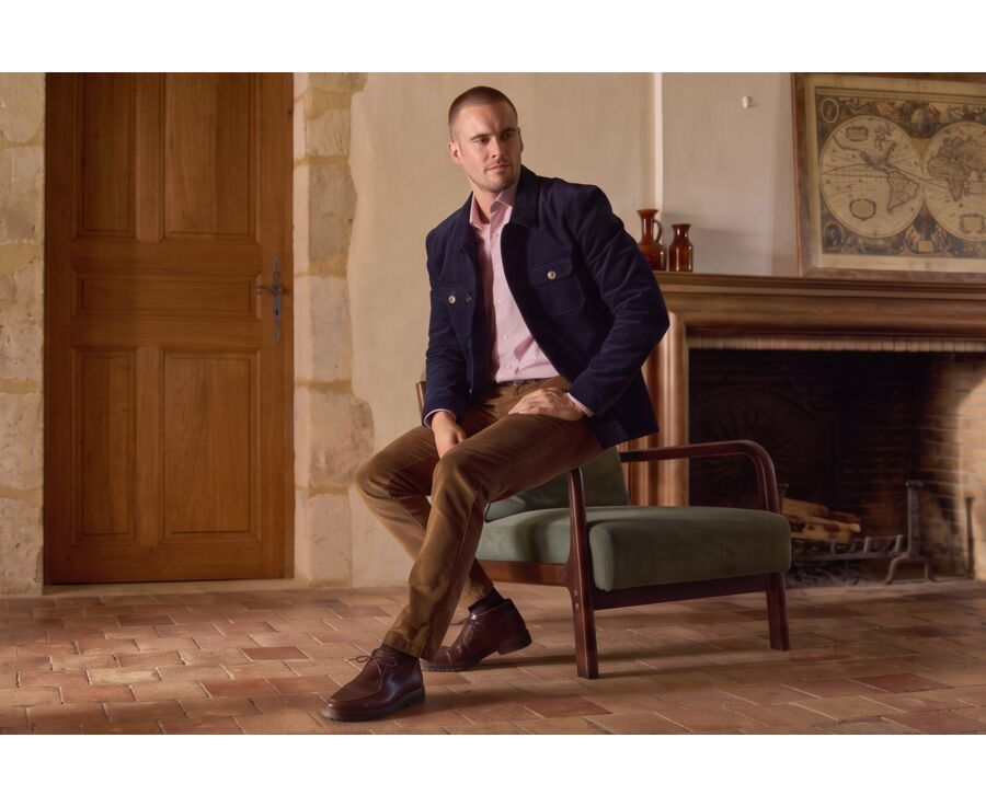 Veste surchemise homme en velours navy matelassée - CARSTEN