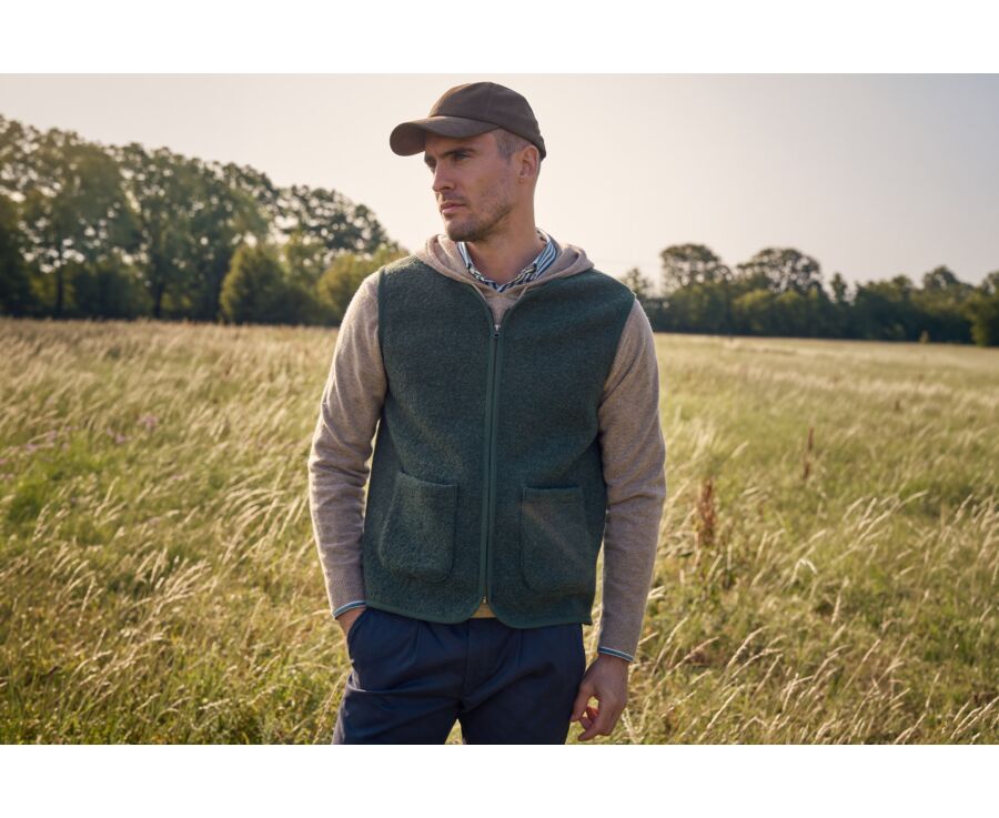 Gilet sans manche homme vert chiné en laine - KAYN