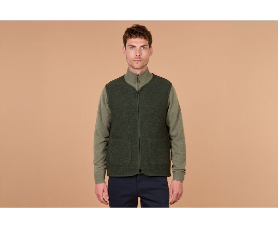 Gilet sans manche homme vert chiné en laine - KAYN