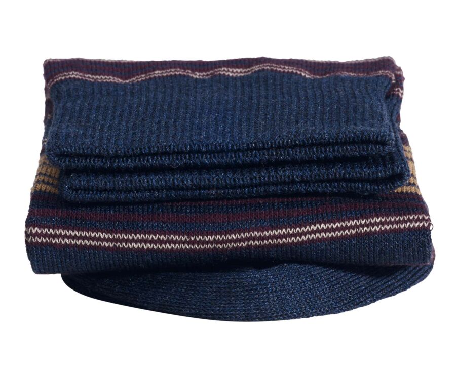 Chaussettes homme à fines rayures bleu foncé chiné