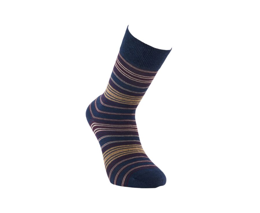 Chaussettes homme à fines rayures bleu foncé chiné