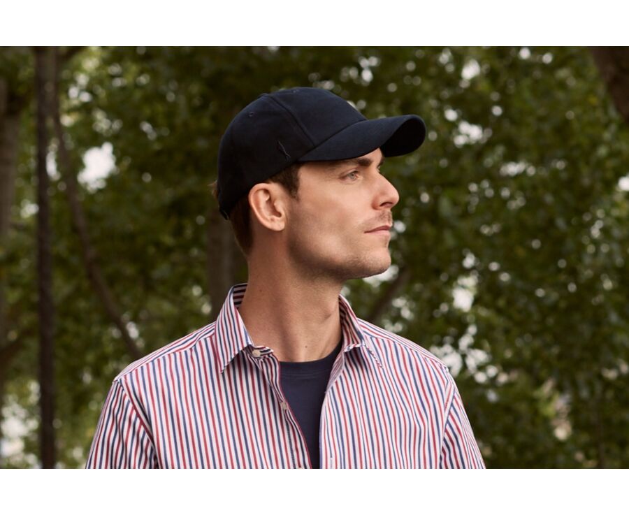 Casquette homme en cuir de chèvre velours navy - BRADWELL II