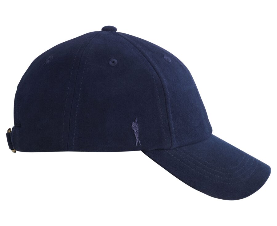 Casquette homme en cuir de chèvre velours navy - BRADWELL II