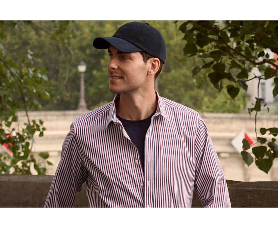 Casquette homme en cuir de chèvre velours navy - BRADWELL II