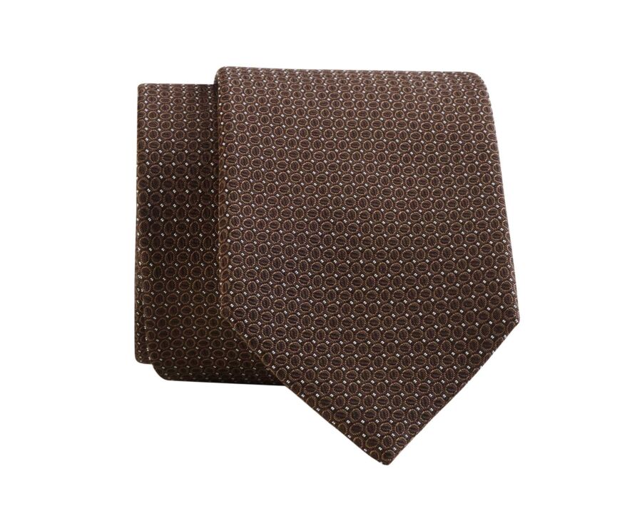 Cravate homme marron en soie motif grain