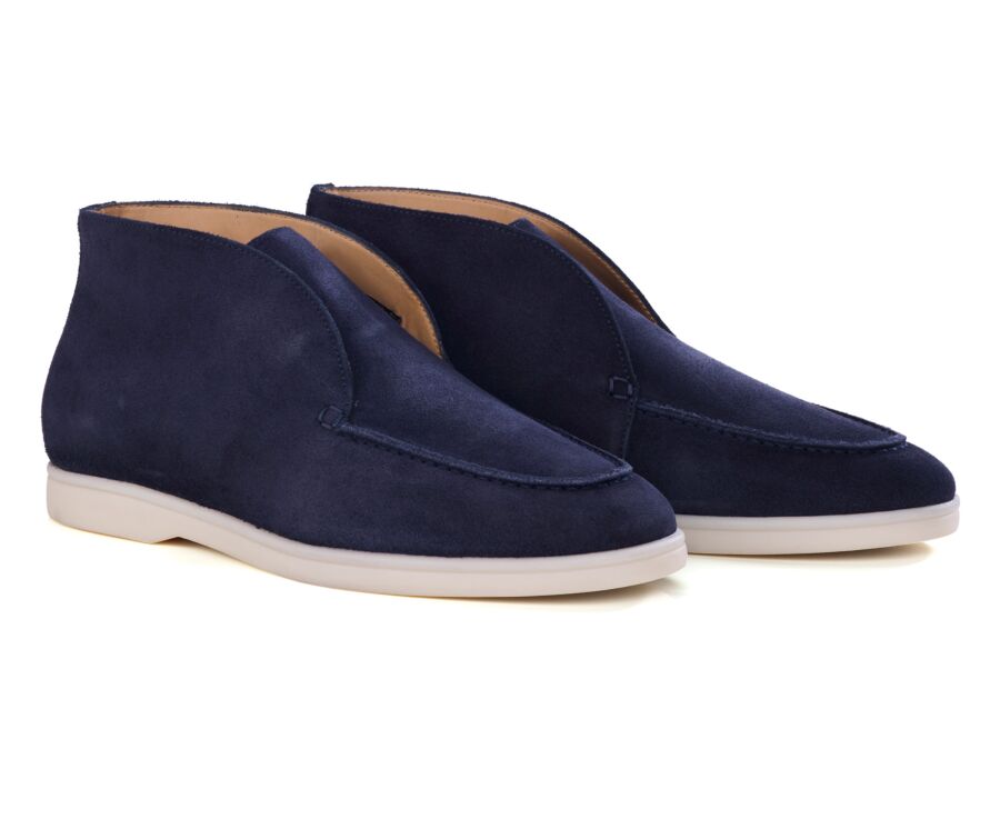 Low boot homme en velours marine style Chelsea - ANKONA