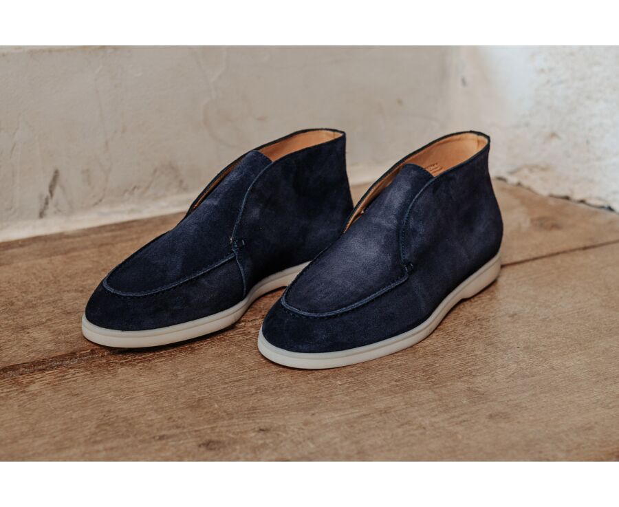 Low boot homme en velours marine style Chelsea - ANKONA