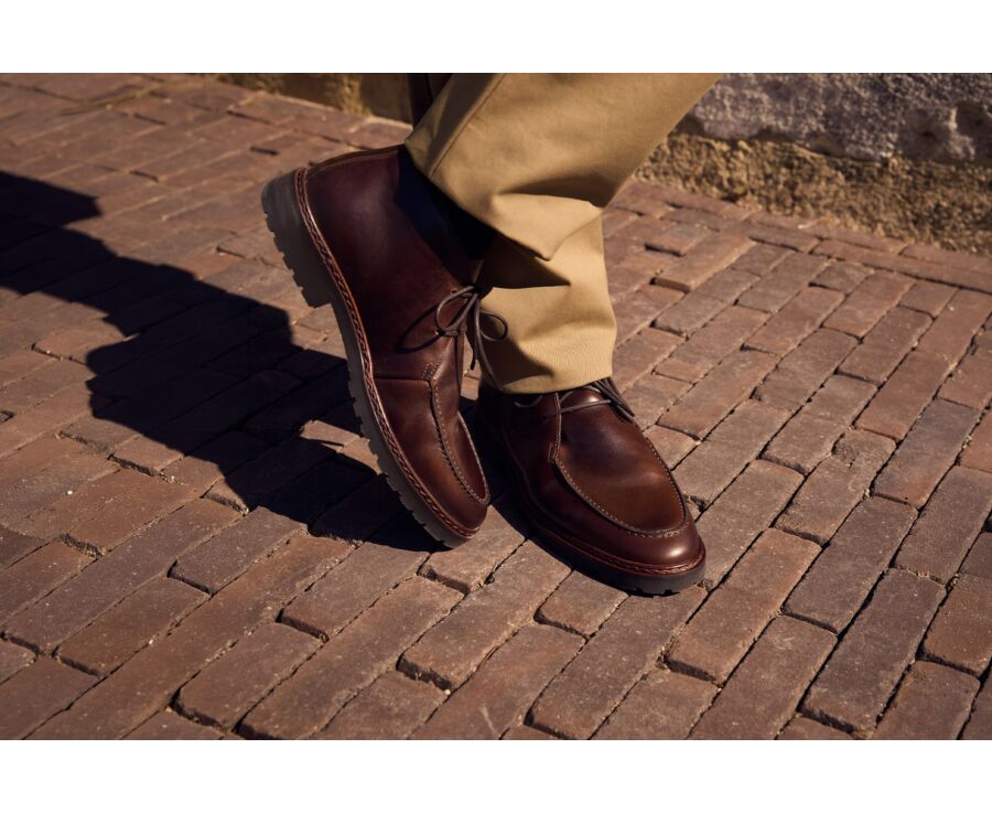 Boot homme en cuir pull-up chocolat - MINNEOLA
