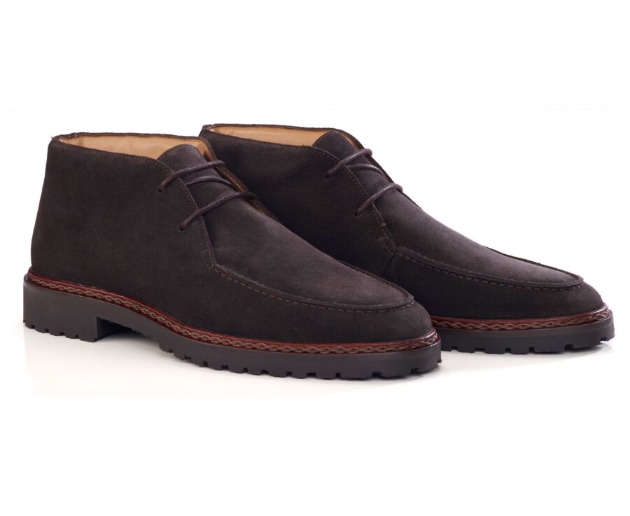 Boot homme en velours brun à semelle crantée - MINNEOLA