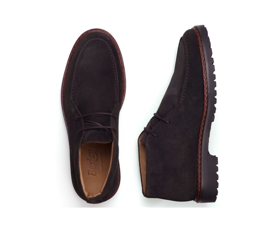 Boot homme en velours brun à semelle crantée - MINNEOLA
