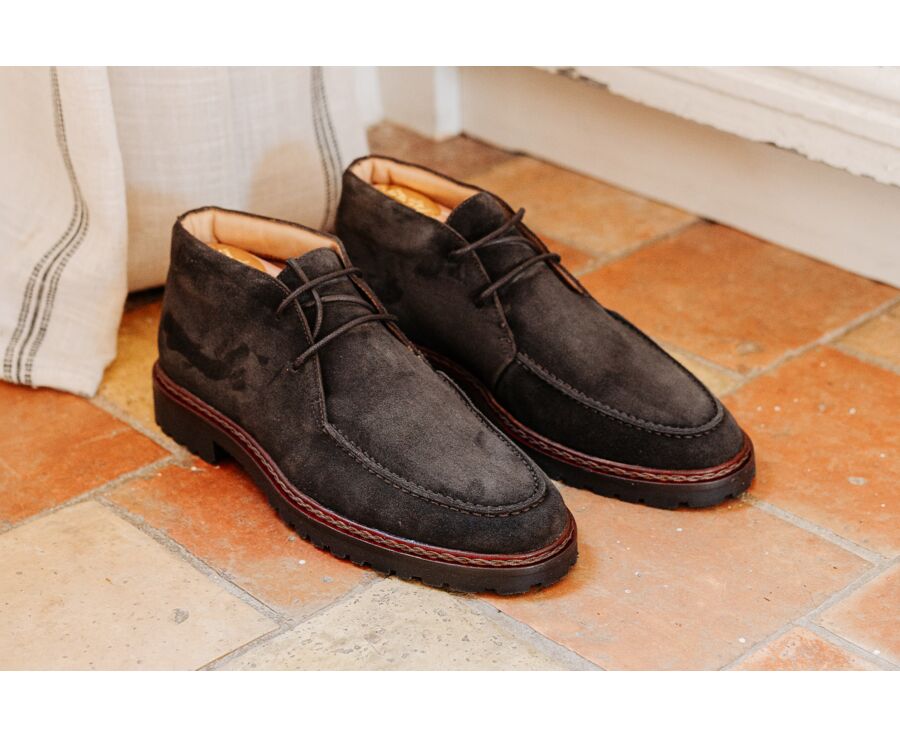 Boot homme en velours brun à semelle crantée - MINNEOLA