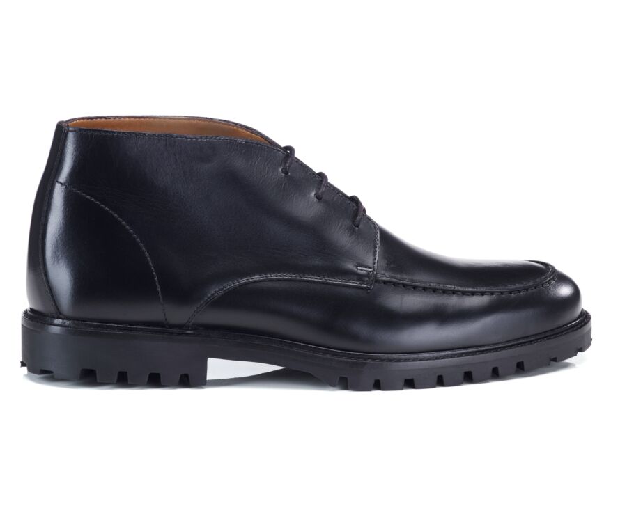Boot homme derby 3 œillets en cuir noir - HUDFORD GOMME