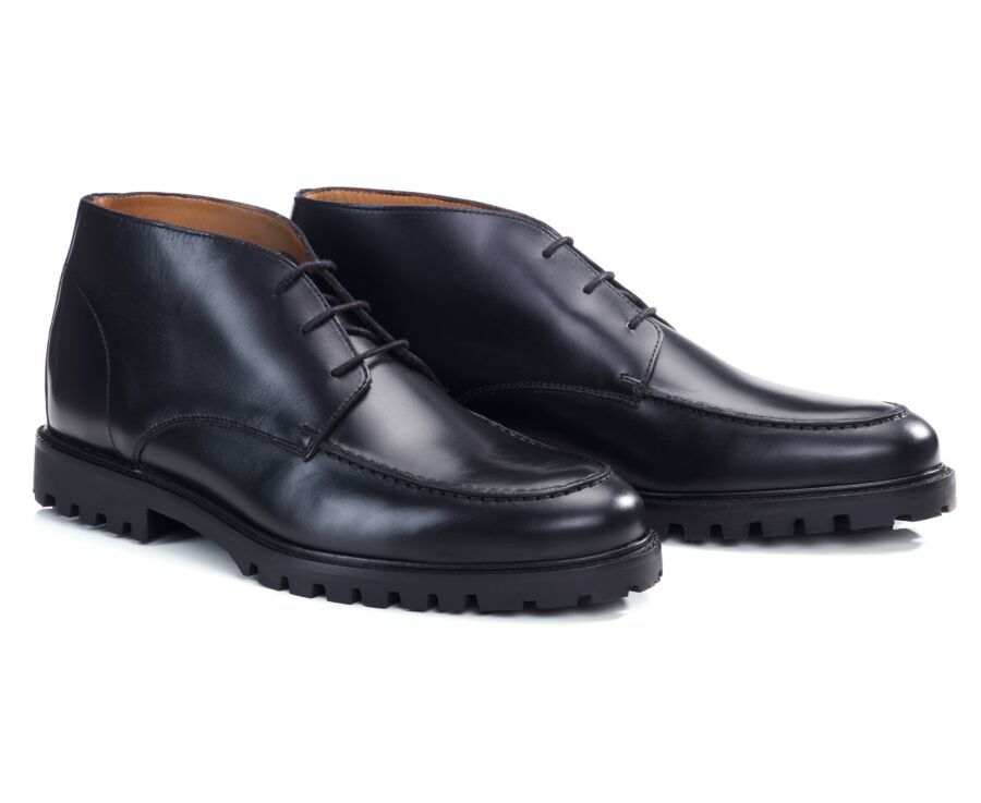 Boot homme derby 3 œillets en cuir noir - HUDFORD GOMME