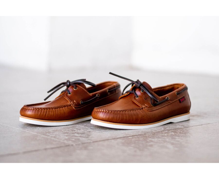Chaussures bateau homme cuir cognac - TRAWLER