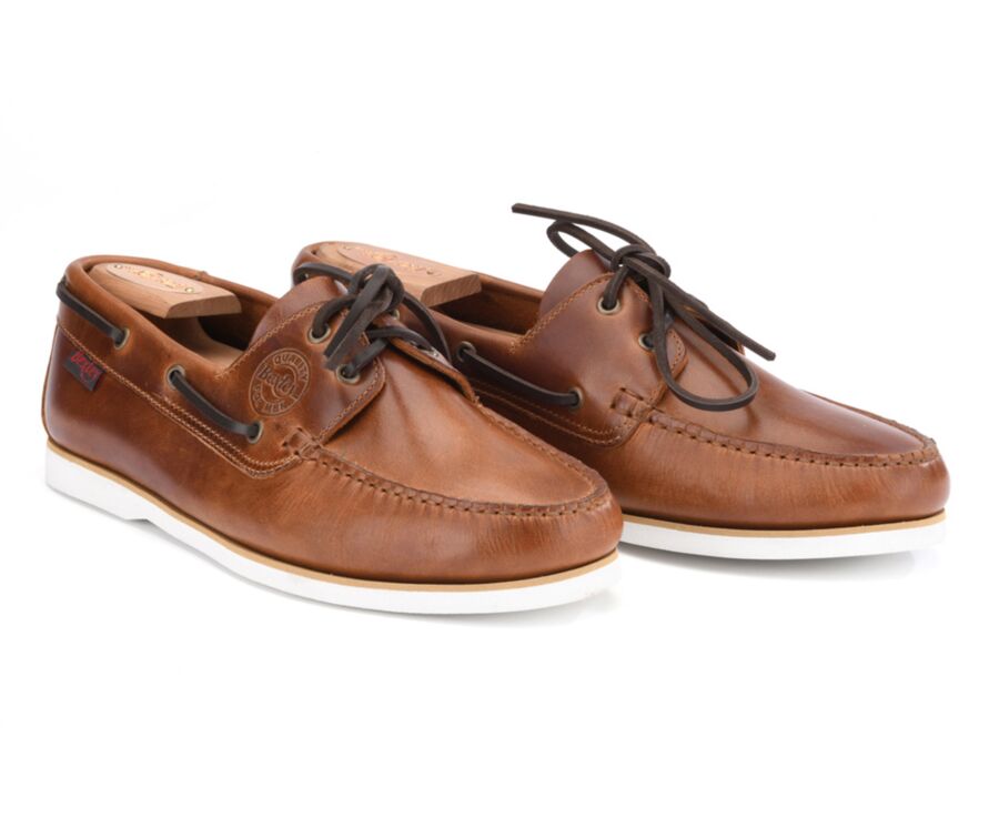 Chaussures bateau homme cuir cognac - TRAWLER