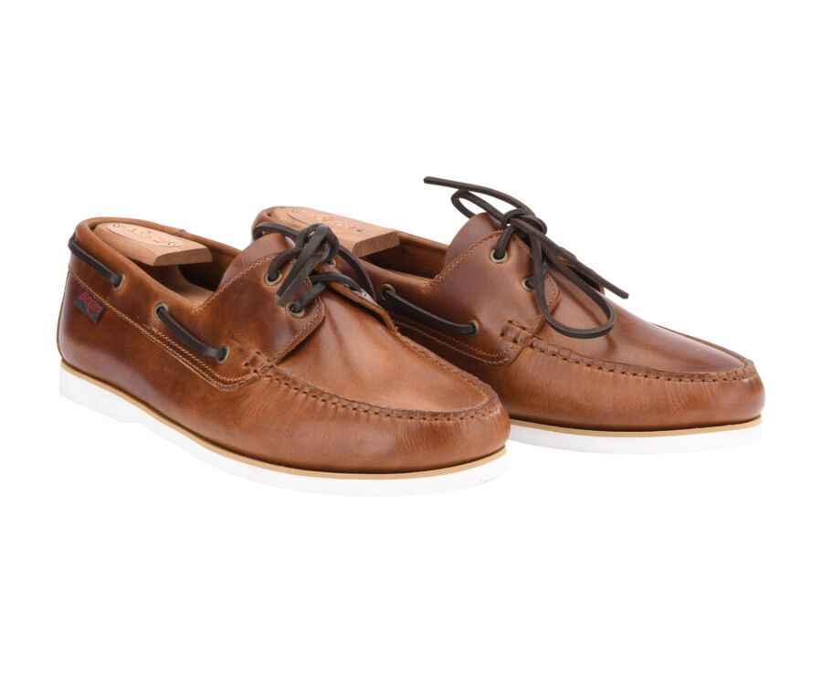Chaussures bateau homme cuir cognac - TRAWLER