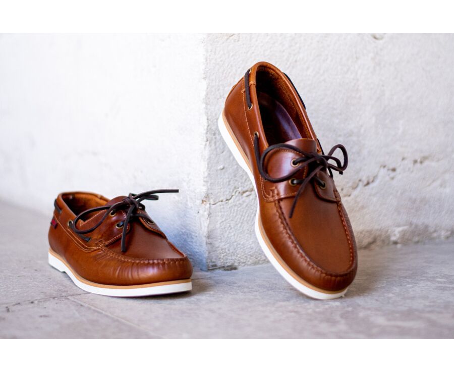 Chaussures bateau homme cuir cognac - TRAWLER